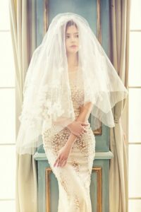 woman-in-brown-tank-bodycon-dress-with-white-veil-standing-157997-682x1024